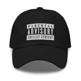 Parental Advisory Hat in Black - 3D Puff Stitching - High Quality Embroidery Cap