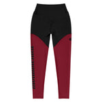 Compression Gym Leggings in Black Maroon with Inside Pocket!