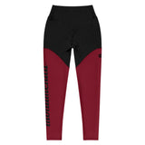 Compression Gym Leggings in Black Maroon with Inside Pocket!