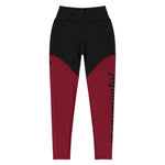 Compression Gym Leggings in Black Maroon with Inside Pocket!