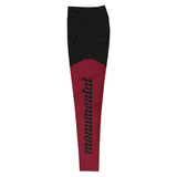 Compression Gym Leggings in Black Maroon with Inside Pocket!