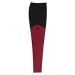 Compression Gym Leggings in Black Maroon with Inside Pocket!