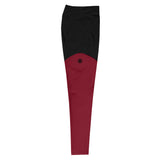 Compression Gym Leggings in Black Maroon with Inside Pocket!