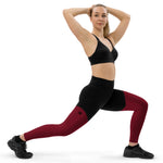 Compression Gym Leggings in Black Maroon with Inside Pocket!