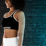 Black Sports Bra With Racerback - White Edition